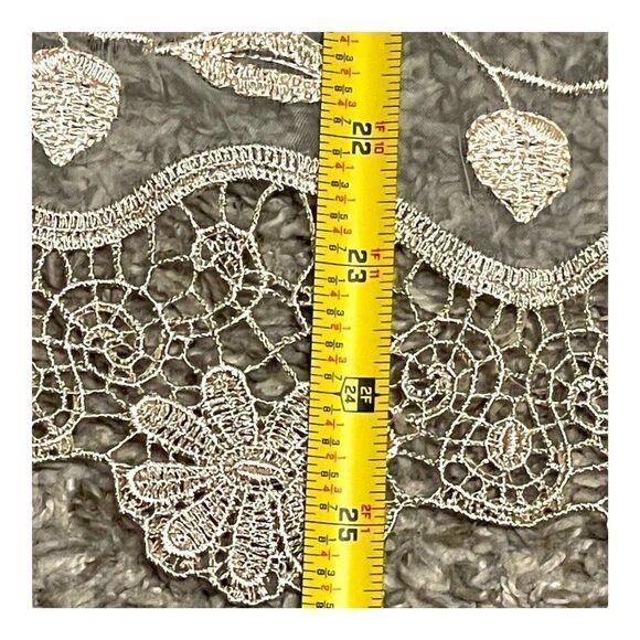 Set Of 3 Vintage Lace Floral Curtain Valances Scalloped Lace Cottagecore 28”X25” - Picture 5 of 7
